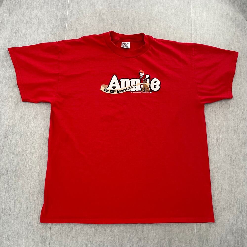 VINTAGE Little Orphan Annie Shirt Adult XL Red Short Sleeve Cartoon Mens 90s